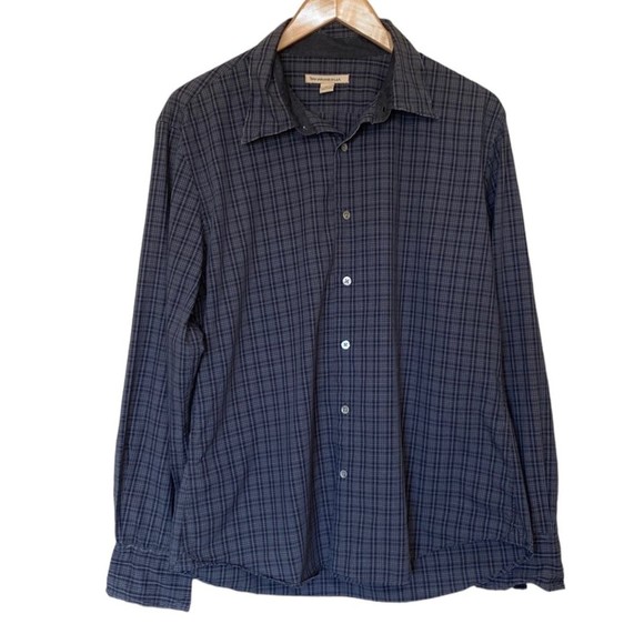 John Varvatos Other - John Varvatos Stripped Checkered Black Gray Long Sleeve Button Down Men's L